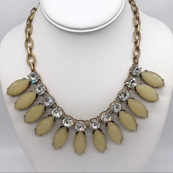 J. Crew Pale Yellow/Beige Teardrop Jeweled Necklace - Picture 1 of 3